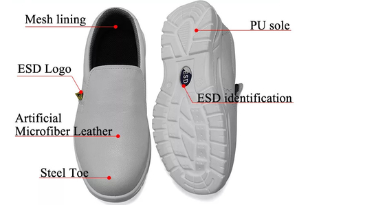 Cleanroom ESD Antistatisch Schoenenstaal Toe Breathable Safety Shoe