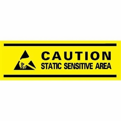 ESD PVC / PE antistatische adhesieve waarschuwingsband met gele kleur en zwarte verf