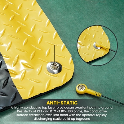 Geel en zwart PVC rubber ESD Anti Fatigue vloermat