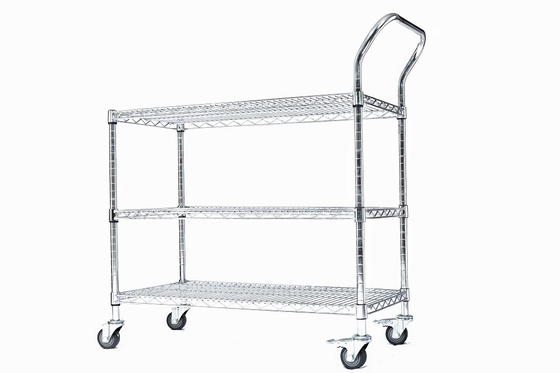 Op maat gemaakte roestvrij staal ESD draadrek trolley karretje mesh opslag antistatische draad trolley