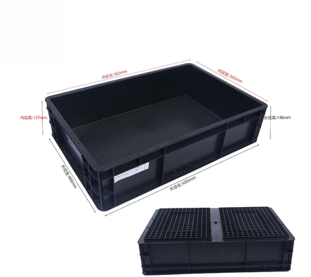 600*400 mm ESD Plastic Box ESD Storage Bins Leidende krat voor elektronische onderdelen