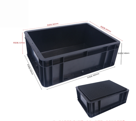 400x300 mm opslagcontainer stapelbare ESD industriële plastic opslagbak doos geleidende krat