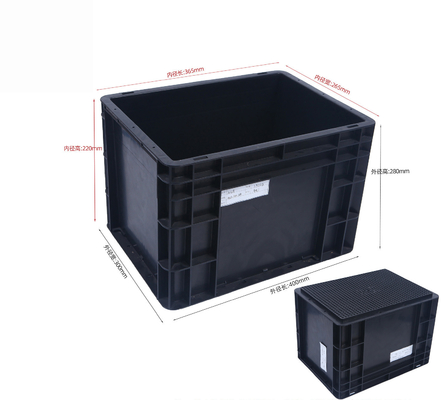 400x300 mm opslagcontainer stapelbare ESD industriële plastic opslagbak doos geleidende krat