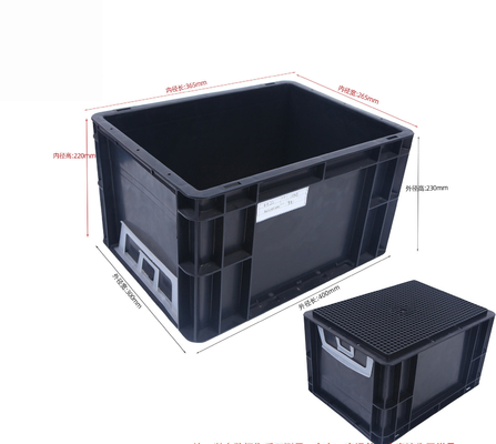 400x300 mm opslagcontainer stapelbare ESD industriële plastic opslagbak doos geleidende krat