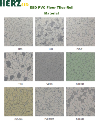 Leidende PVC-vloertegel Vinyl Antistaatisch Meerdere Kleuren PVC ESD-vloertegel Voor Cleanroom