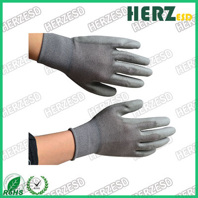 Topkwaliteit palm gecoate antistatische nylon koolstofvezel top vinger ESD handschoenen voor elektronische antistatische handschoenen