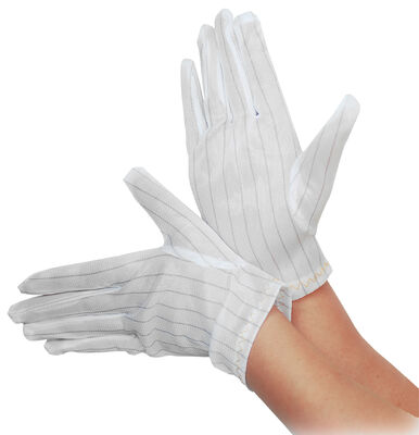 Witte antistatische polyester ESD-werkhandschoen met streep voor cleanroom en elektronica-industrie, ESD Top Fit Glove