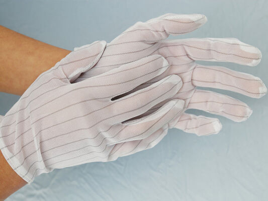 Witte antistatische polyester ESD-werkhandschoen met streep voor cleanroom en elektronica-industrie, ESD Top Fit Glove