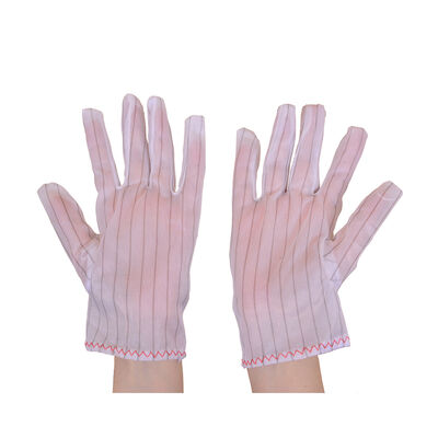 Witte antistatische polyester ESD-werkhandschoen met streep voor cleanroom en elektronica-industrie, ESD Top Fit Glove