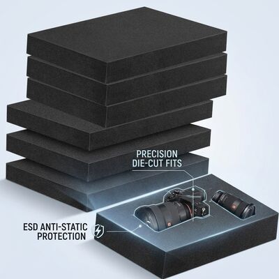 Geleidende ESD Schuim Inzet Zwart Gestanst Antistatische EVA Schuim Binnenverpakking Kussen Voor PCB IC Board Verzending