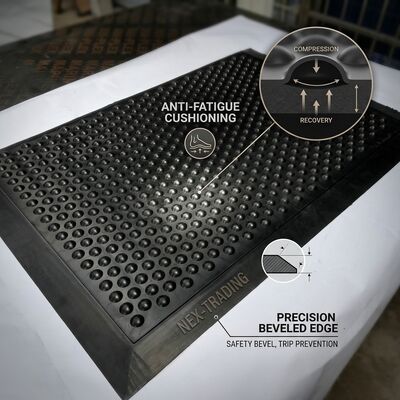 ESD Anti-vermoeidheidsrubberen mat met bubbeltop, zwart, statisch-dissipatieve vloermat voor elektronica-assemblagewerkstations