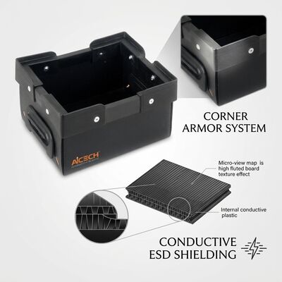 ESD Herbruikbare PP Golfkarton Doos Geleidend Plastic Holle Plaat Container Voor PCB Component Opslag Transport