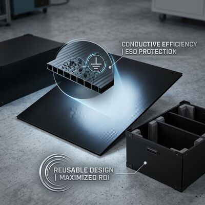 ESD Herbruikbare PP Golfkarton Doos Geleidend Plastic Holle Plaat Container Voor PCB Component Opslag Transport
