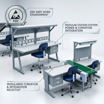 Heavy Duty Laboratory ESD Workbench Verstelbare antistatische werktafel voor elektronica herwerkingsstation