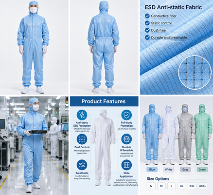 ESD Beschermende Overall voor Elektronica Halfgeleider Cleanroom