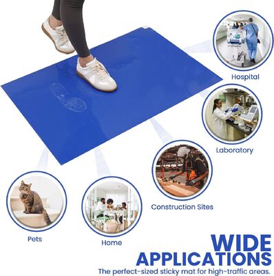 Blauwe Tacky Mat Cleanroom Plakkerige Mat | Wegwerp Plakkerige Vloermat voor Stofbeheersing