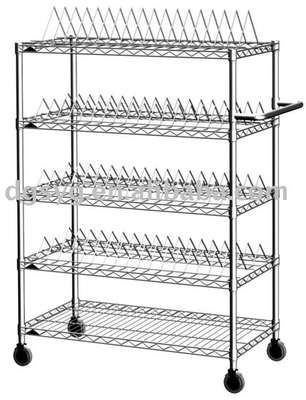 Carbon Steel ESD SMT SMD PCB Reel Storage Trolley Metalen plank Chroomdraad Plank Trolley Cart
