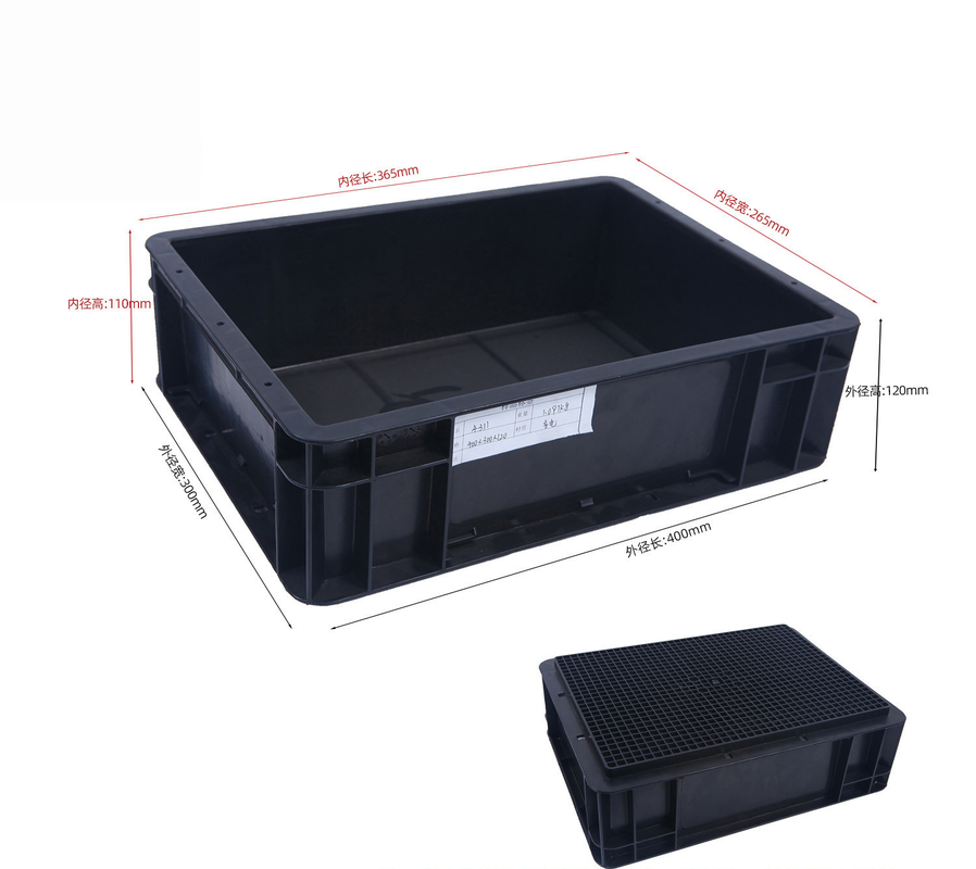 400x300 mm opslagcontainer stapelbare ESD industriële plastic opslagbak doos geleidende krat
