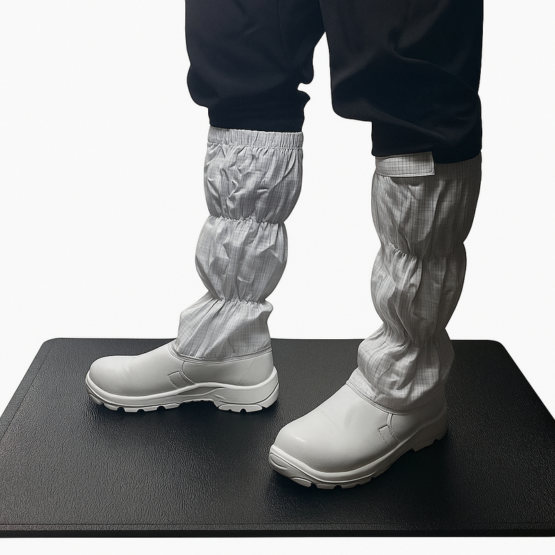 Anti-statische ESD rubber mat met dubbele PVC-lagen en een oppervlak met schorspatroon dat ergonomisch comfort en gladwerendheid biedt