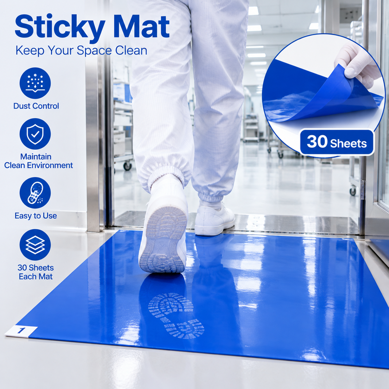 Blauwe Tacky Mat Cleanroom Plakkerige Mat | Wegwerp Plakkerige Vloermat voor Stofbeheersing